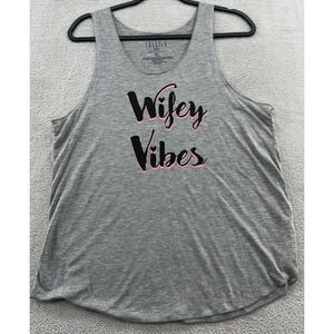Love & Cherish Shirt Womens Size XL Grey Wifey Vibes Sleeveless Tank Top Stretch